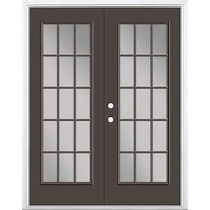 60 in. x 80 in. Willow Wood Steel Prehung Right-Hand Inswing 15-Lite Clear Glass Patio Door with Brickmold