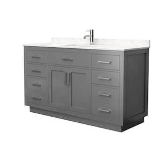 Beckett TK 60 in. W x 22 in. D x 35 in. H Single Bath Vanity in Dark Gray with Carrara Cultured Marble Top