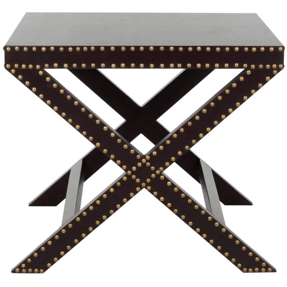 Transitional Jeanine Charcoal Grey Wood and Metal Rectangular End Table
