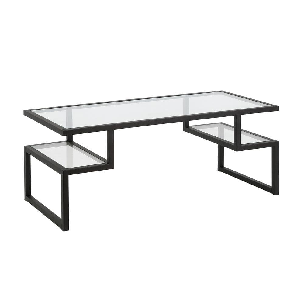 Zander Blackened Bronze Geometric Glass Cocktail Table