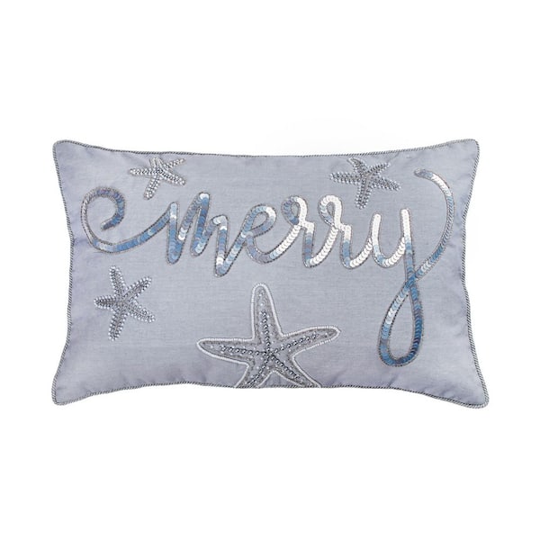 14x22 in. Coastal "Merry" Embroidered Pillow