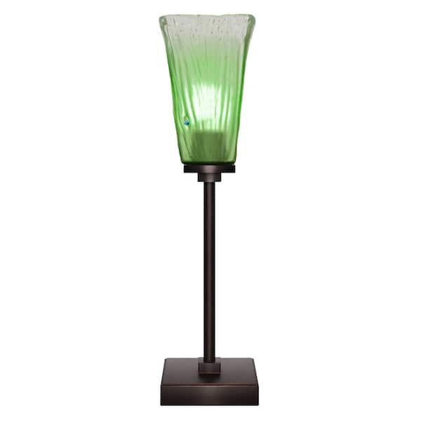 Unbranded Quincy 18.25 in. Dark Granite Accent Lamp with Glass Shade
