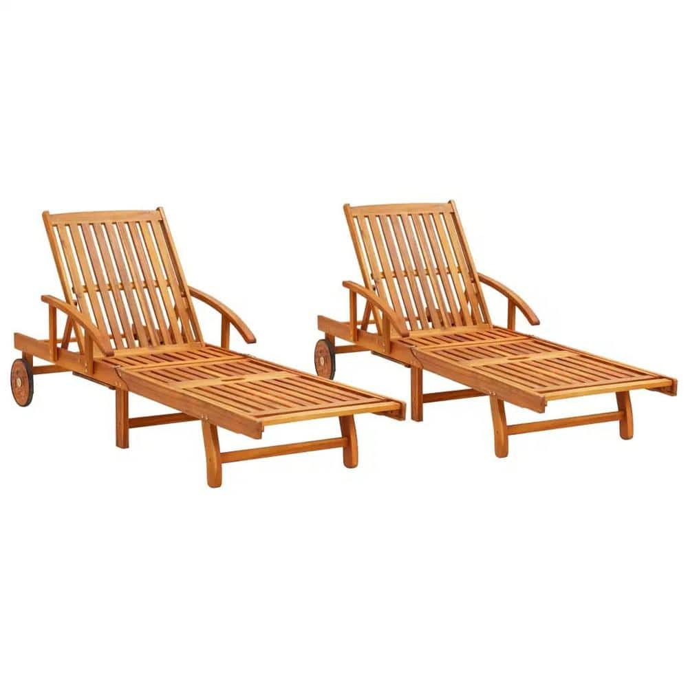 2 Pcs Solid Acacia Wood Sun Lounge Set with Wheels price history on PriceWatchPro