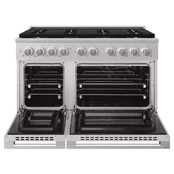 48 in. 6.7 cu. ft. Marino Gas Range with 8 Burner DuoPro Cooktop and Dual Ovens in Satin Stainless Steel