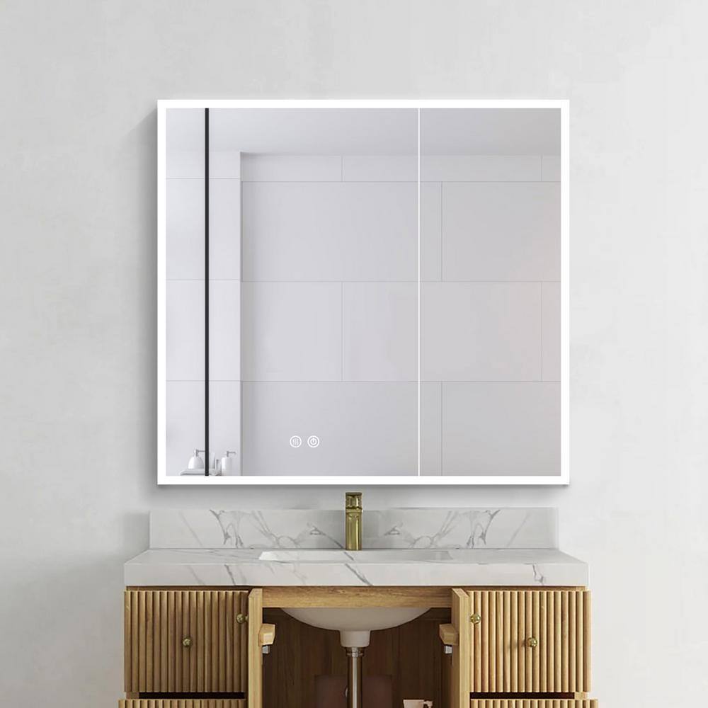 ANGELES HOME 36 in. W x 30 in. H Rectangular Recessed/Surface Mount LED