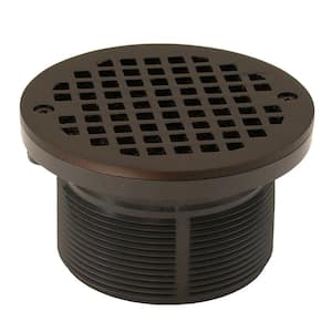 3-1/2 in. IPS PVC Drain Spud with 5 in. Round Oil Rubbed Bronze Strainer for Floor Drains