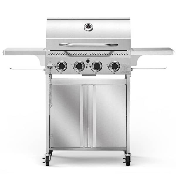 R.W.FLAME 4 Burner Portable Propane Gas Grill in Stainless Steel