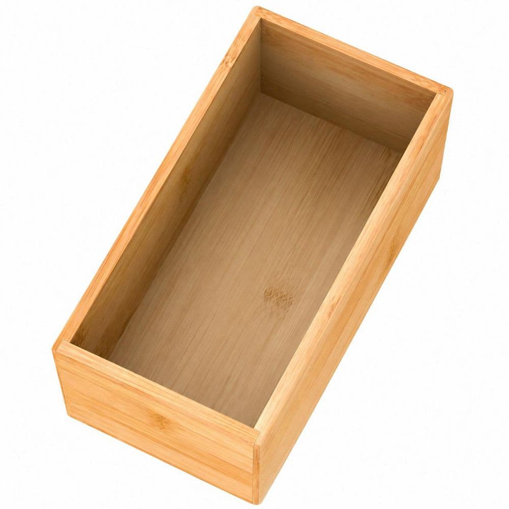 Anqtovp 6 in. H x 2.5 in. W x 3 in. D Natural Bamboo Drawer