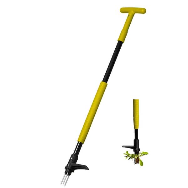 Gardenised 40 in. Weeder 4 Claw Stand-Up Weed Puller Tool with Long Handle Durable Steel Head for Effortless Grass Removal