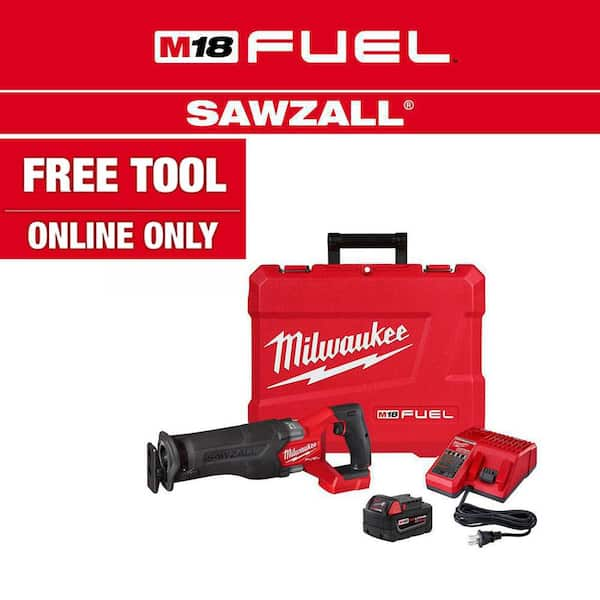 M18 FUEL 18V Lithium-Ion Brushless Cordless SAWZALL Reciprocating Saw Kit W/one 5.0 Ah Batteries, Charger and Case