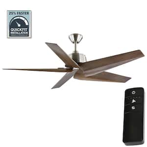 Feldner 60 in. Indoor/Covered Outdoor Brushed Nickel Smart Ceiling Fan with Remote Control Powered by Hubspace