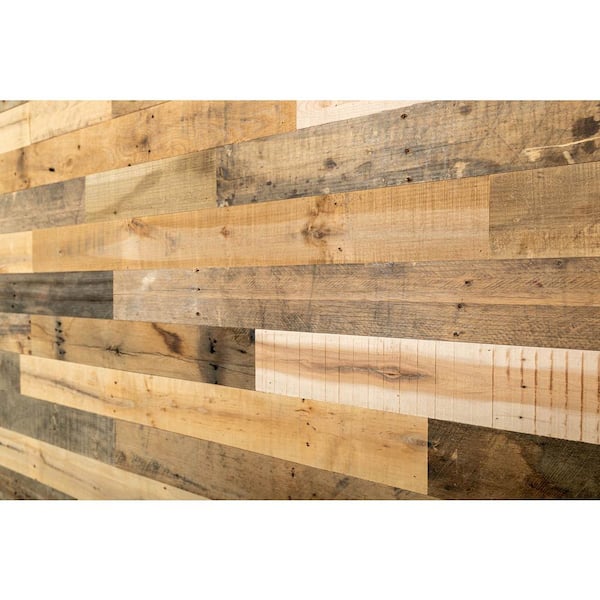 BARNLINE VINTAGE LUMBER CO RECLAIMED INTHE U.S.A. 1/2 in. x 32 in. Multi-Width Multi-Color Kiln Dried Antique 100% Reclaimed Wood Kit Planks(10 sq. ft.)