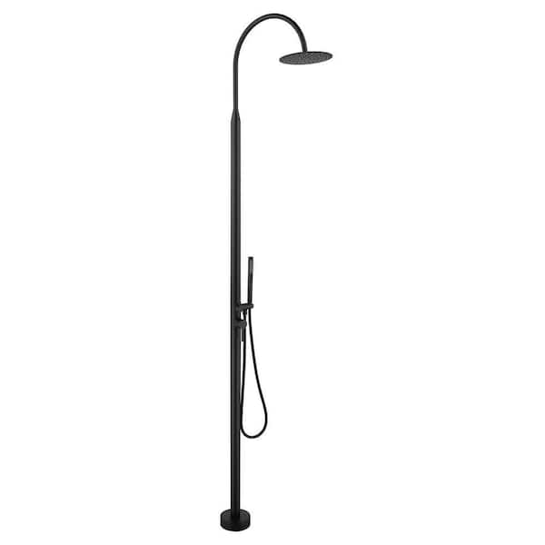 Single Handle 1-Spray Outdoor Shower Faucet Kit 1.8 GPM with Creamic Disc Valves Freestanding Shower System Matte Black