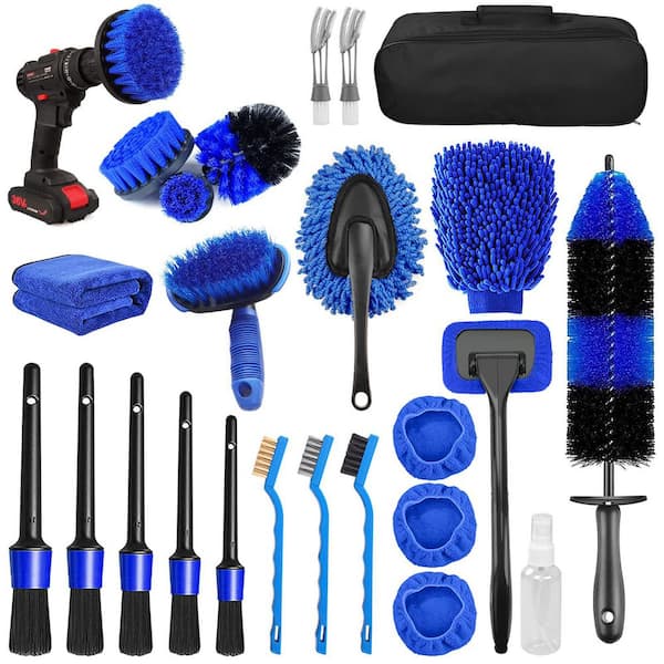 26-Piece Car Detailing Brush Set with Drill Attachments, Wheel and Tire Brushes, Detailing Tools for Cleaning