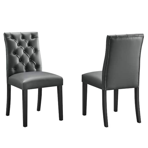 MODWAY Duchess Gray Dining Chair Vinyl Set of 2