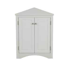 17.2 in. W x 17.2 in. D x 31.5 in. H Gray Triangle Bathroom Freestanding Linen Cabinet with 2 Adjustable Shelves