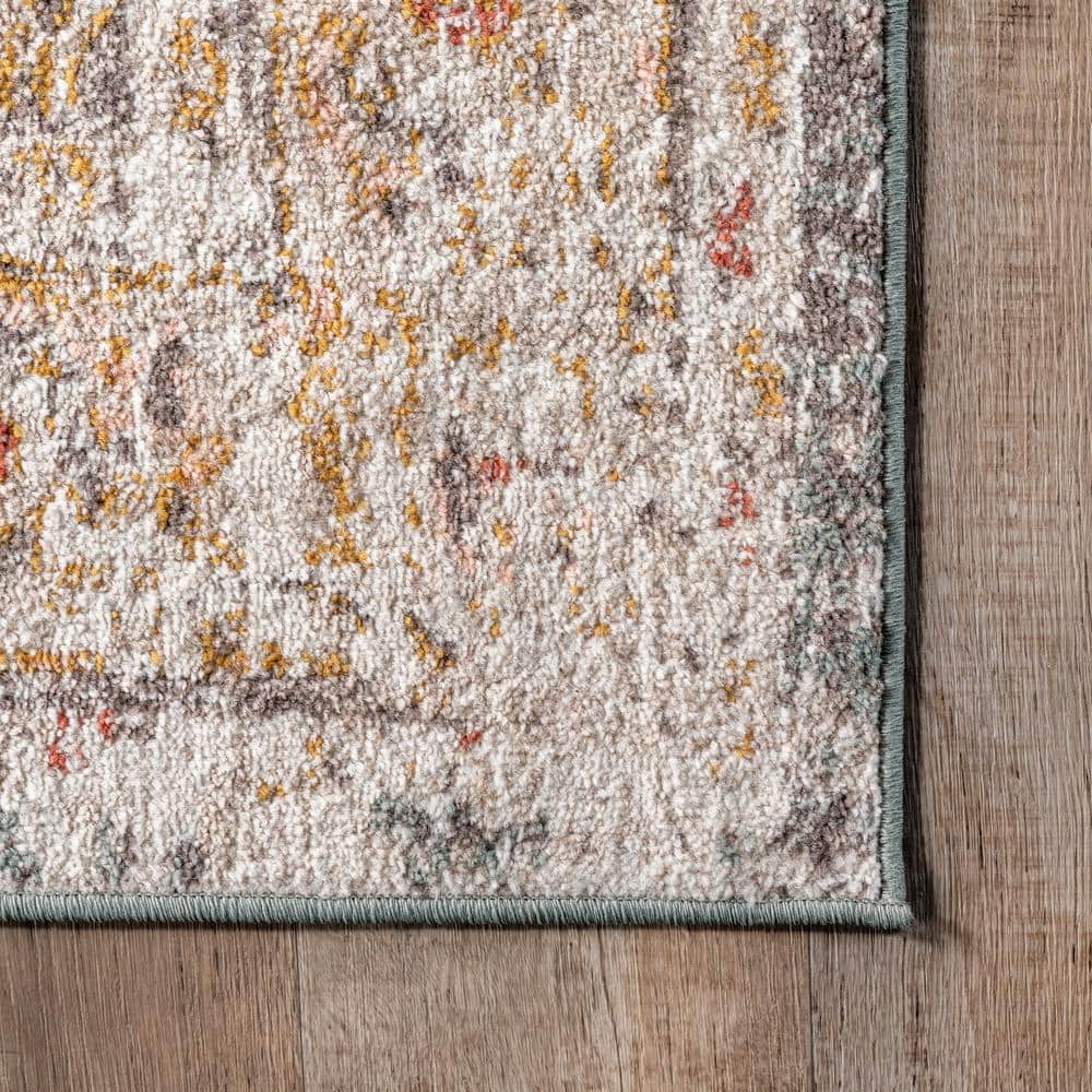 Justine Beige Rectangular Medallion Synthetic Area Rug
