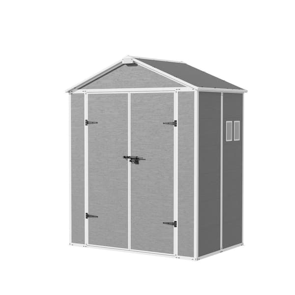 6 ft. x 4 ft. Durable Resin Garden Outdoor Storage Shed with Floor and Sloping Roof (24 sq. ft. )
