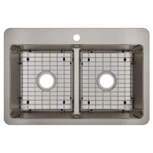 Avenue 18-Gauge Stainless Steel 33 in. Double Bowl Drop-In/Undermount Kitchen Sink with Low Divide