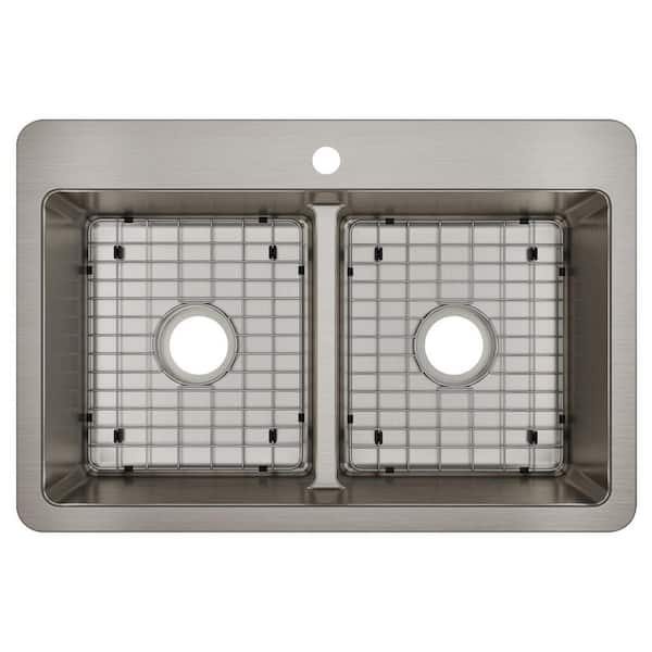 Elkay Avenue 33in. Dual Mount 2 Bowl 18 Gauge Durable Satin Stainless Steel Sink Only and No Accessories