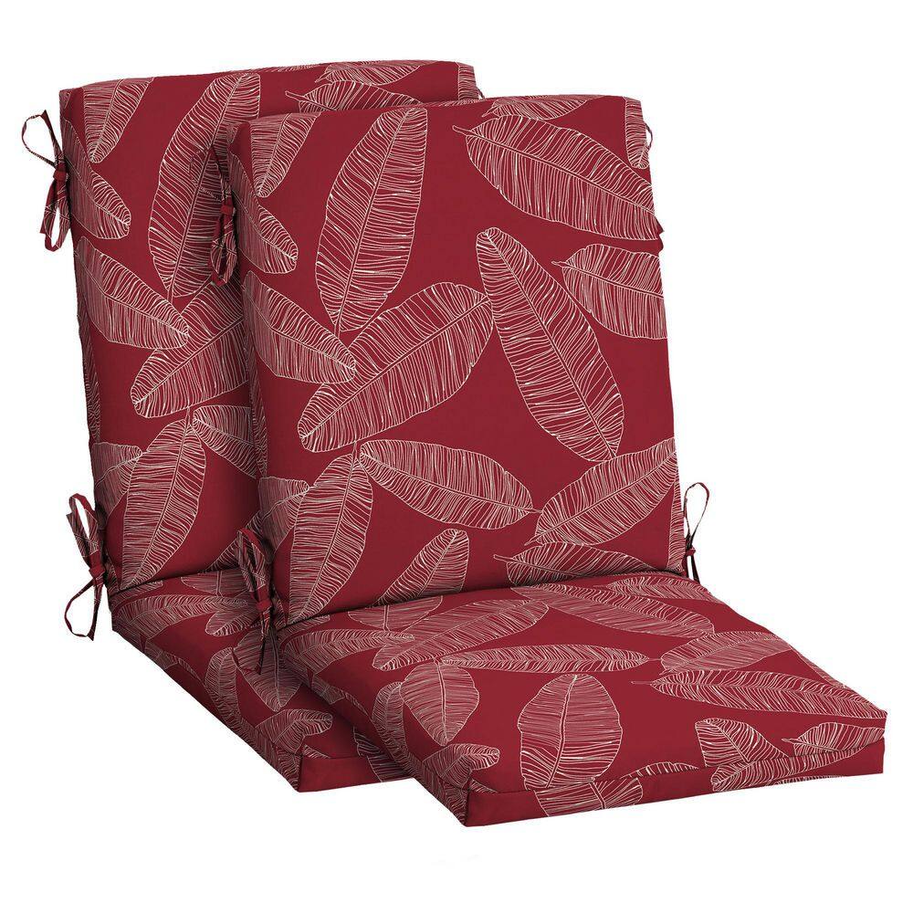 20 in. x 20 in. High Back Outdoor Dining Chair Cushion in Red Leaf Palm (2-Pack) price history on PriceWatchPro