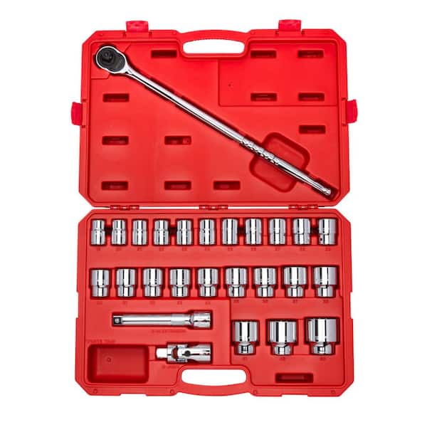 TEKTON 3/4 in. Drive 12-Point Socket and Ratchet Set 19 mm to 50 mm (27-Piece)