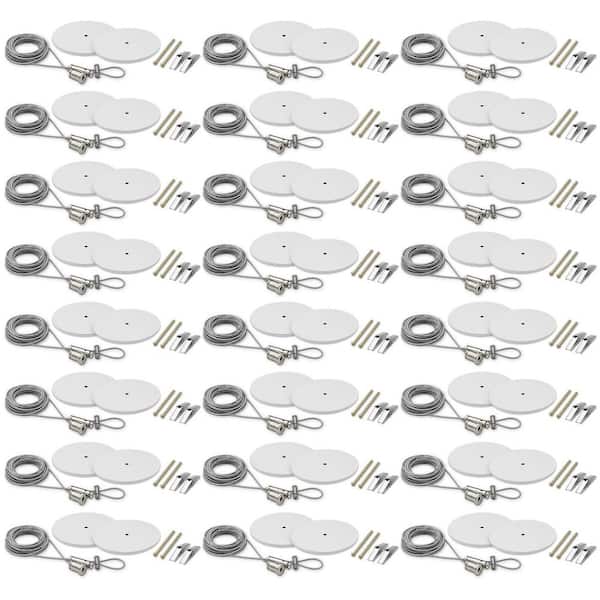 H-track 20 ft. Suspension Kit, 120V 3-Wire Single Circuit Track Light Surface Mount Kit w/ Round Canopies, White 24 Pack