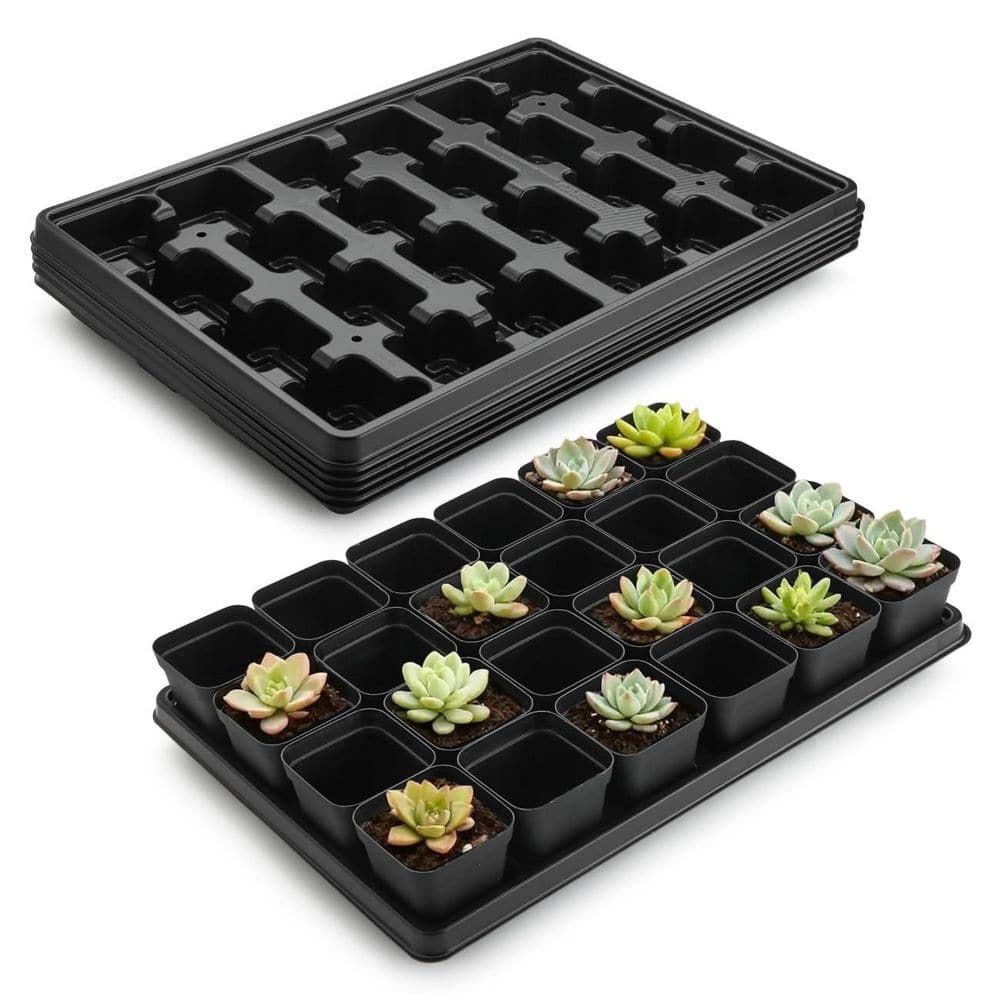 Indoor/Outdoor 5-Pack 24 Cell Nursery Pots Trays with 120-Piece Black 2.8 in. Square Nursery Pots price history on PriceWatchPro