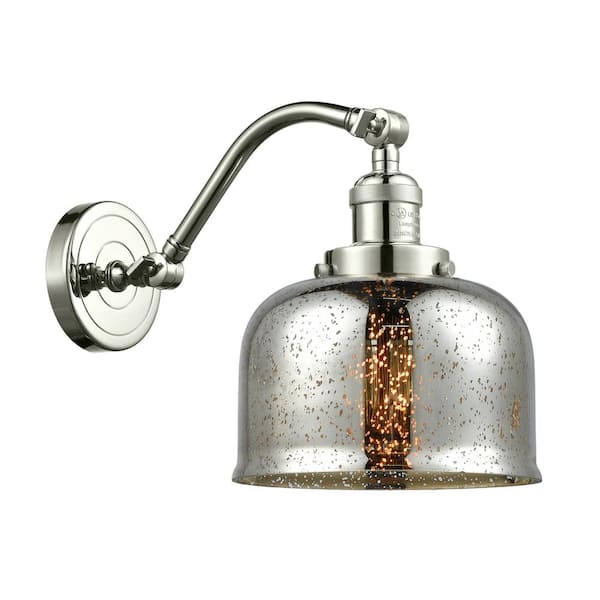 Bell 1-Light Silver Plated Mercury, Polished Nickel Wall Sconce with Silver Glass Shade