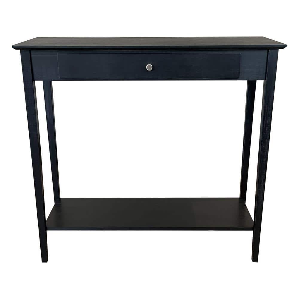 32 in. Charcoal Gray 30 in. Rectangle Bamboo Console Table with