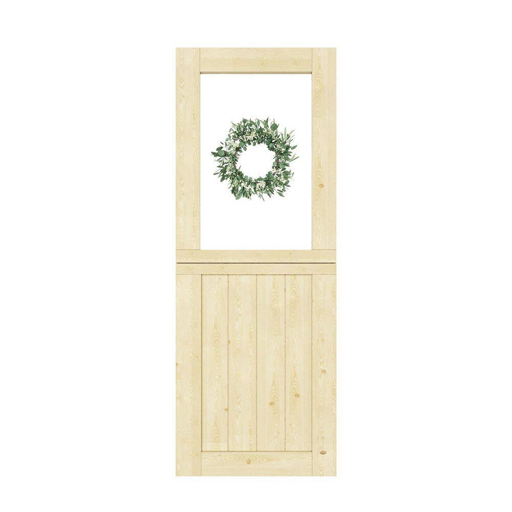32 in. x 80 in.Solid Pine Universal 1-Lite Clear Glass Dutch Door with Eucalyptus Wreath Unfinished Wood Front Door Slab price history on PriceWatchPro