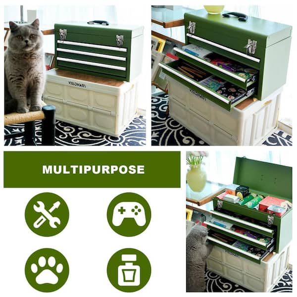 Big Red 20 in. Portable 3-Drawer Steel Tool Box with Metal