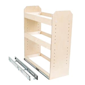 Made-To-Fit 6 in. to 12 in. wide 3 Tier Adjustable Tower Cabinet Organizer, Full Extension, Poly-Finished Birch wood