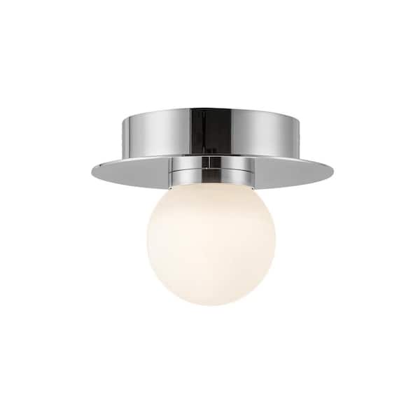 KUZCO Elixir 6 in. 1-Light 7-Watt Chrome Integrated LED Flush Mount