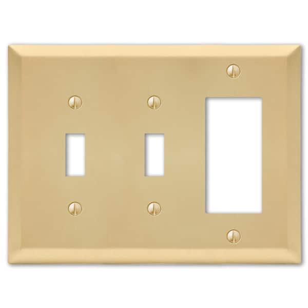 Metallic 3 Gang 2-Toggle and 1-Rocker Steel Wall Plate - Satin Brass
