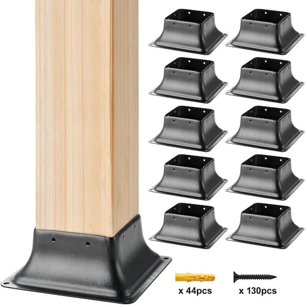 VEVOR Post Base 4in.x 4in. 10-Pieces Internal 3.6in. x 3.6in. Heavy Duty Powder-Coated Steel Post Bracket Fit for Post Anchor