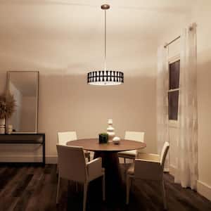 Cirus 4-Light Auburn Stain Contemporary Shaded Kitchen Convertible Pendant Hanging Light to Semi-Flush