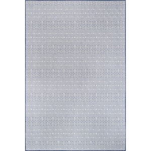 Paloma Abstract Navy 5 ft. x 8 ft. Geometric Indoor/Outdoor Patio Area Rug