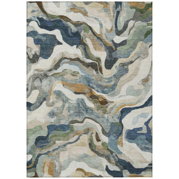 Chantille Machine Washable Indoor/Outdoor Abstract ACN2162 Denim 8 ft. x 10 ft. Area Rug