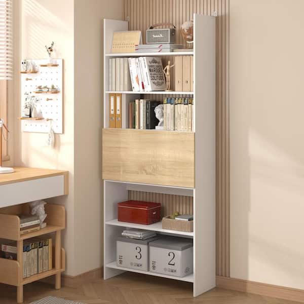 FUFU&GAGA 78-inch Tall Bookcase, Modern 6-Tier White Library Bookshelf with Storage Shelves, Open Bookcases Wood Display Shelves