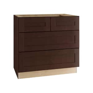 Franklin Stained Manganite Plywood Shaker Assembled 3 Drawer Base Kitchen Cabinet Sft Cls 36 in W x 24 in D x 34.5 in H