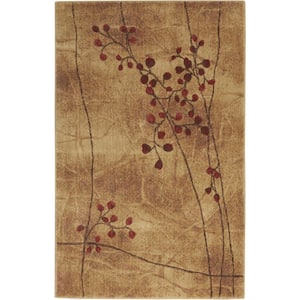 Brown Floral  4 ft. x 6 ft. Power Loom Area Rug