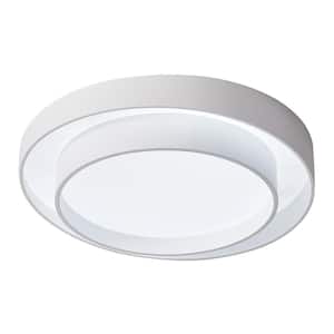 19.7 in. 1-Light White Smart Creative Design Drum 30-Watt Dimmable LED Flush Mount Ceiling Lighting