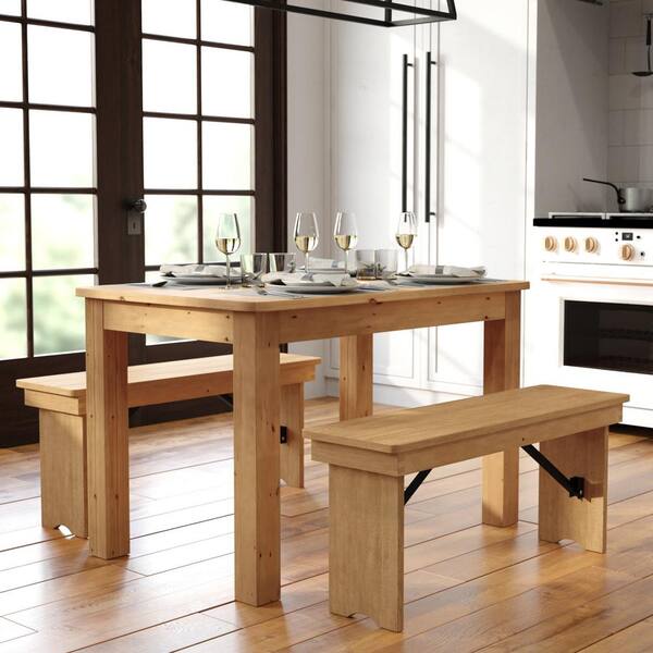 Carnegy Avenue Rustic Light Natural Wood 4 Leg Dining Table