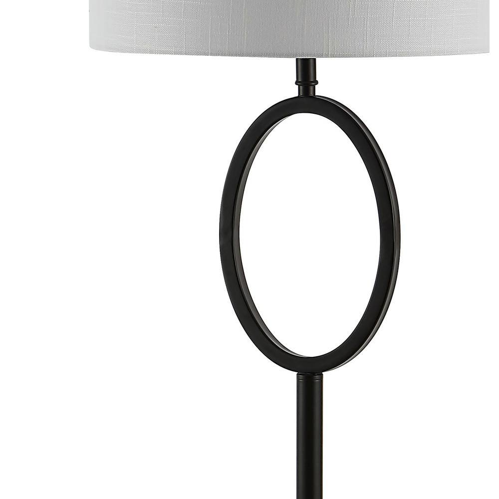 April 61" Oil-Rubbed Bronze Metal LED Floor Lamp with White Linen Shade