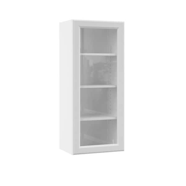 Hampton Bay Designer Series Elgin Assembled 30x30x12 in. Wall Kitchen Cabinet with Glass Doors in White
