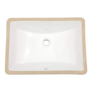 21.5 in . Undermount Vessel Sink Rectangular Ceramic Bathroom Sink in White
