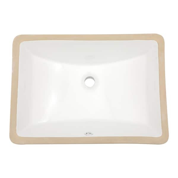 LORDEAR 21.5 in . Undermount Vessel Sink Rectangular Ceramic Bathroom Sink in White