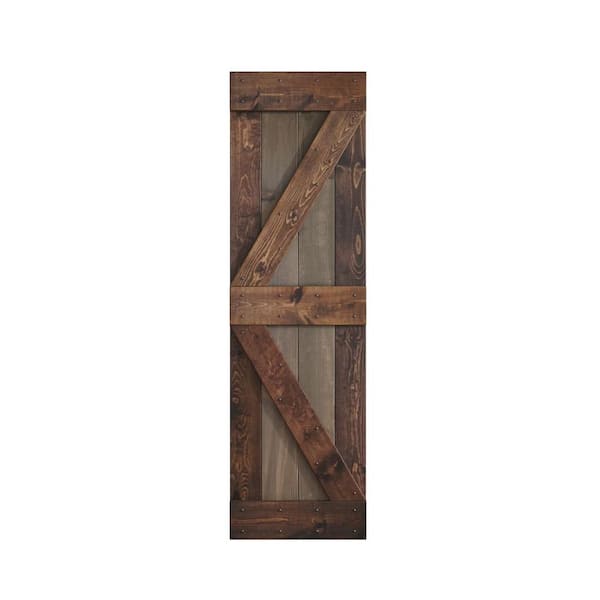 COAST SEQUOIA INC K Series 24 in. x 84 in. Smoky Gray/Kona Coffee Knotty Pine Wood Barn Door Slab