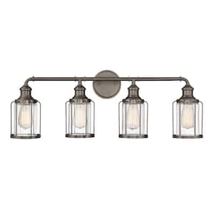 Anson 32 in. 4-Light Satin Copper Bronze Vanity with Clear Glass Shades